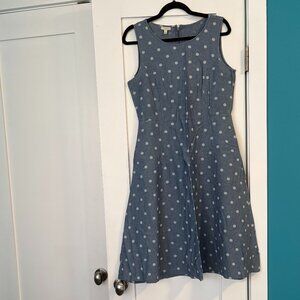 Talbots blue and white polka dot dress with pockets size 6
